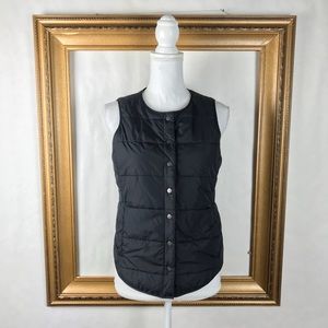 EILEEN FISHER Black snap quilted puffer vest, XS